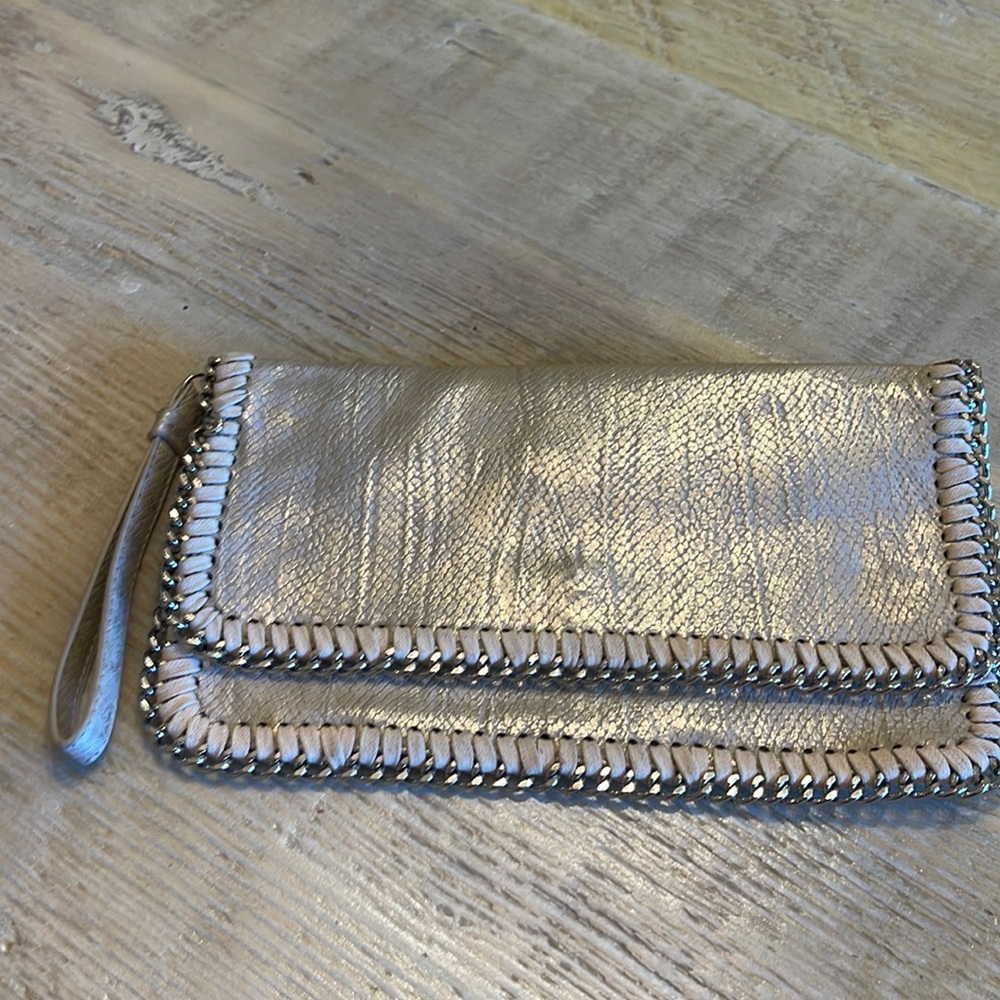 Inzi gold and silver snakeskin clutch/wristlet